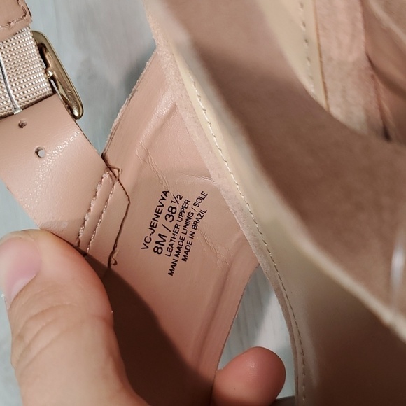 NEW Vince Camuto Women Jenevya Leather Block High Heels Suede Sandals shoes sz 8 - Picture 12 of 13